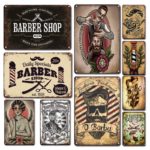 Plaque en métal rétro, barber shop, design, 20×30 cm