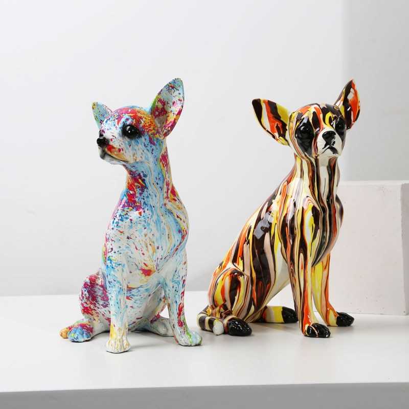 Figurine en résine de Chihuahua, Graffiti, artisanat créatif, décoration