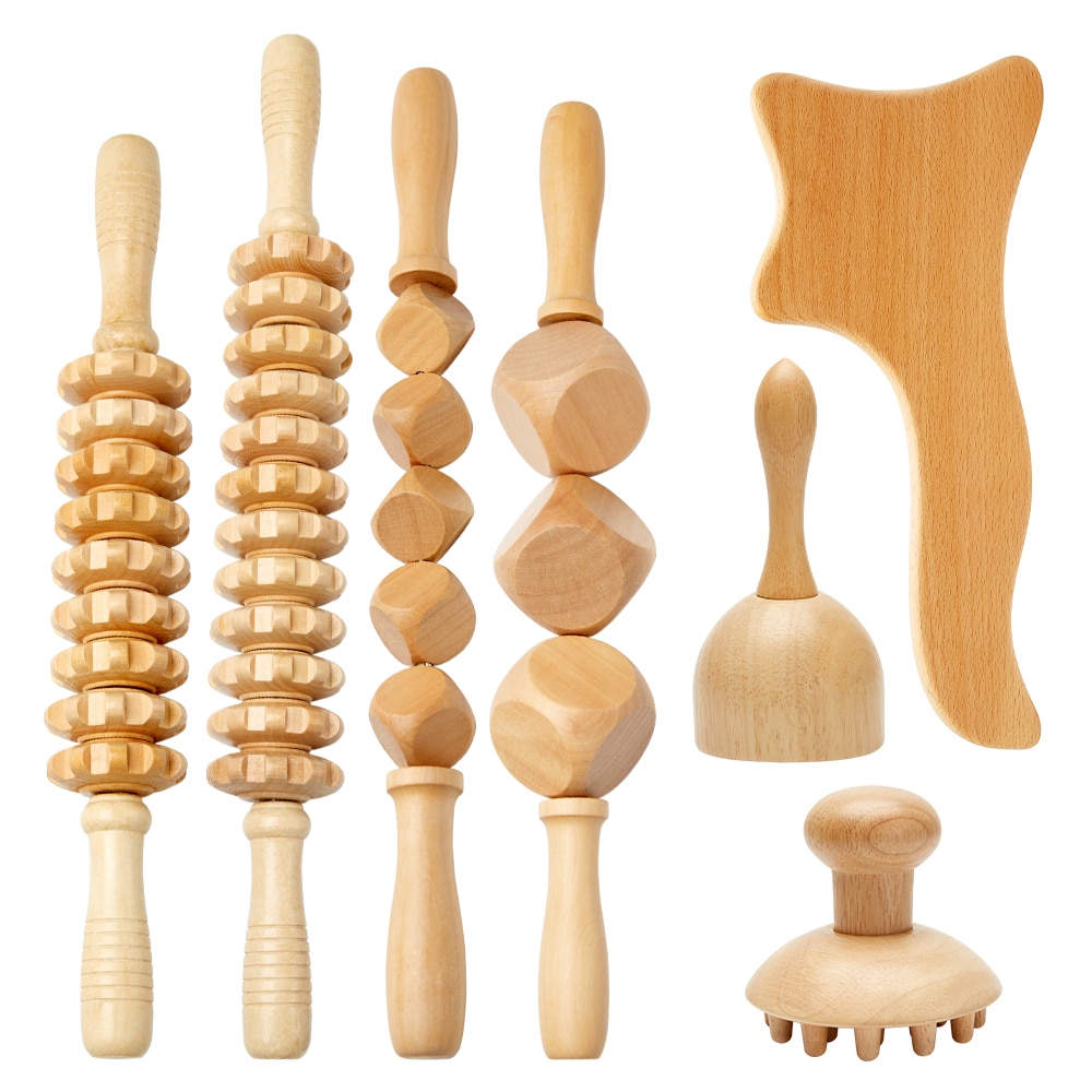Ensemble d'outils de massage maderothérapie en bois, Gua Sha, pour le corps et des pieds