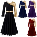 Robe de danse de ballet pour fille, manches longues, ample pleine longueur et décontractée – Image 2
