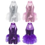 Costume de danse à paillettes pour enfant, sans manches, pour spectacle sur scène – Image 2