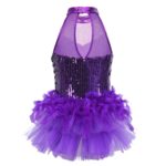 Costume de danse à paillettes pour enfant, sans manches, pour spectacle sur scène – Image 3