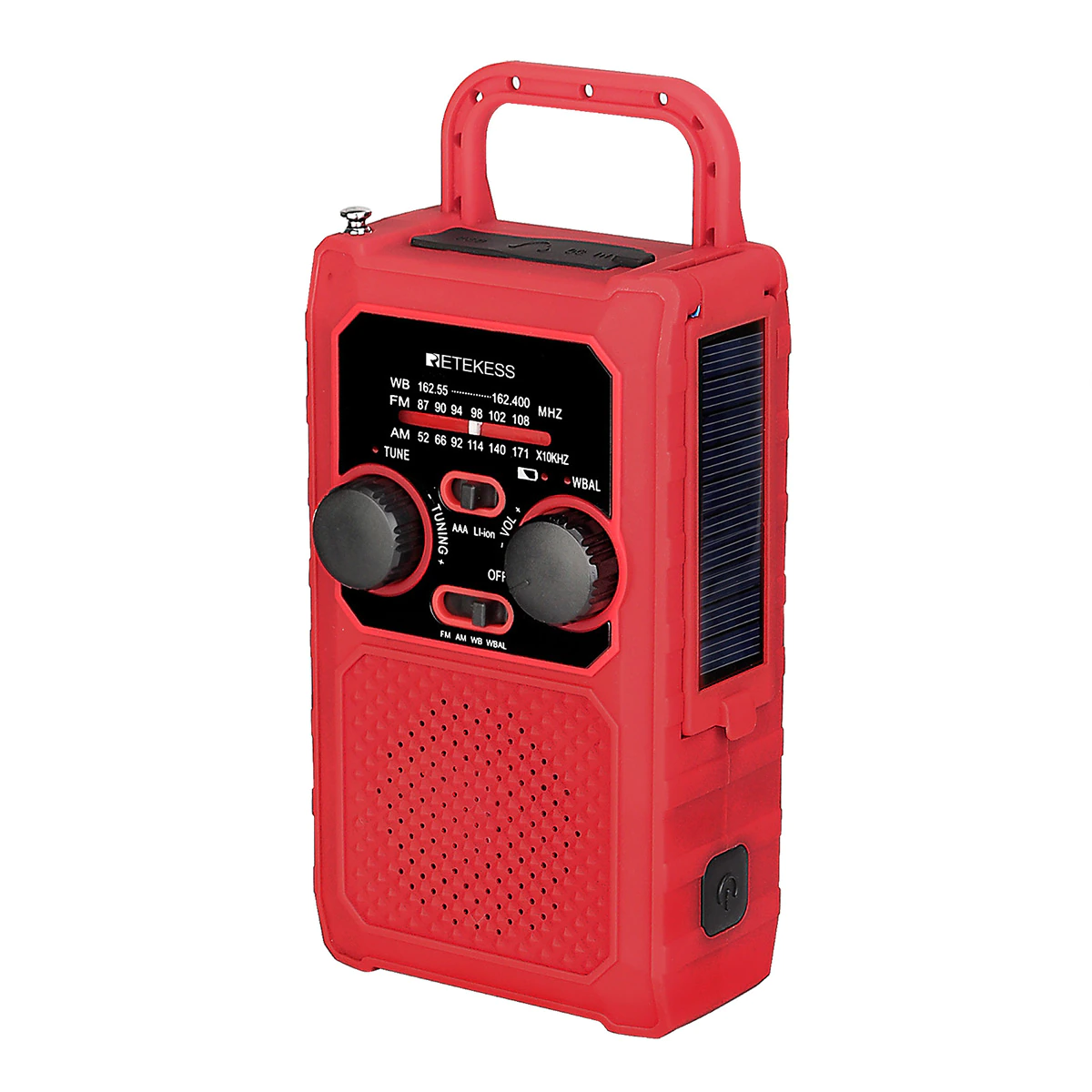 H74cc639bb55548569da69085e5ef4fc61 Radio portable d'urgence FM, AM, NOAA, SOS à LED, éclairage à manivelle, pour camping – Image 1