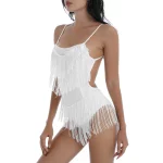 Justaucorps à franges et strass pour femme, vêtements de danse latine, dos nu, Body – Image 6