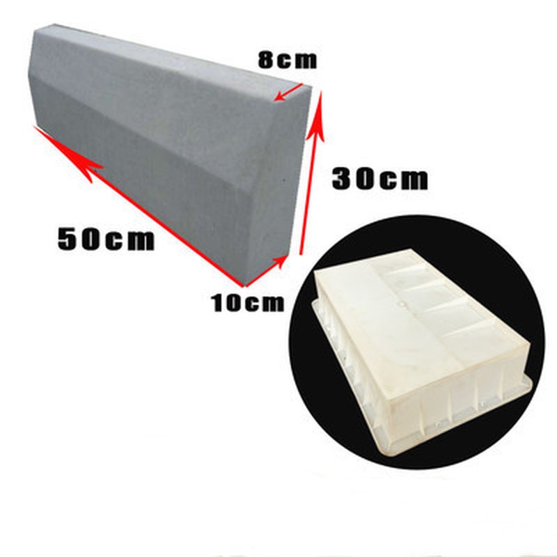 Moule pour béton, ciment, fabrication bord de route de jardin, 50x30x10 cm