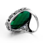 Bague en Argent Sterling 925 avec pierre émeraude verte, ovale, vintage – Image 3