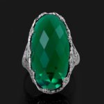 Bague en Argent Sterling 925 avec pierre émeraude verte, ovale, vintage – Image 4