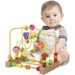 Jouet labyrinthe avec perles de motricité, éducatif, en bois pour bébé