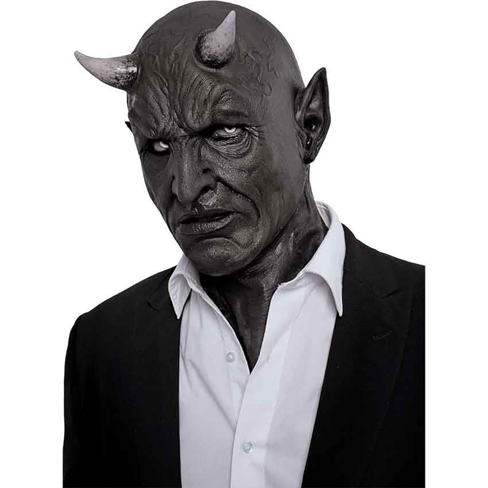Masque de Démon avec cornes, en latex, Halloween
