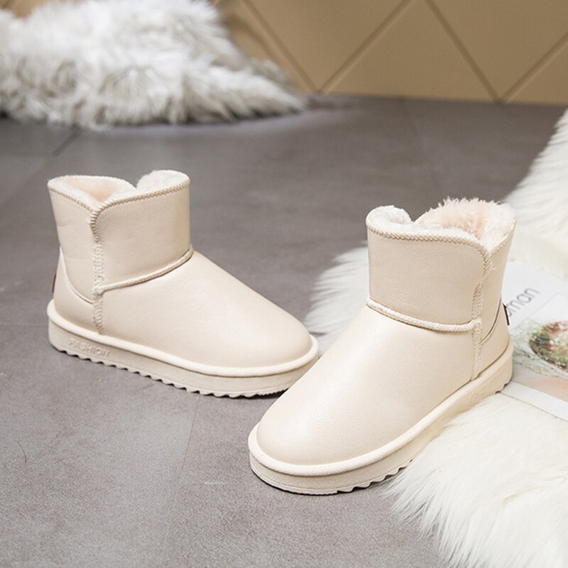 Bottes d'hiver chaudes et épaisses, en velours PU, imperméables