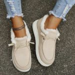 Chaussures à lacets en toile et coton, décontractées, chaudes, en velours