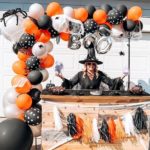 Décorations d'Halloween, ballons, toile d'araignée, accessoires de fête, 63 pièces