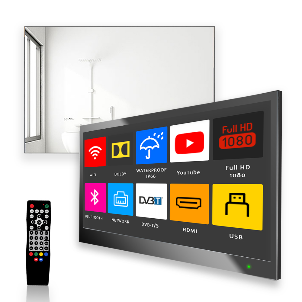 Ecran miroir 22 pouces magique, Android TV, étanche, Wifi, Smart Mirror pour salle de bain