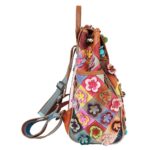 Sac à dos en cuir, champs de fleurs, fourre-tout, muticolore – Image 4