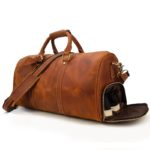 Sac de voyage en cuir, rétro, à bandoulière en cuir, fourre-tout de voyage, polochon – Image 2