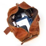 Sac de voyage en cuir, rétro, à bandoulière en cuir, fourre-tout de voyage, polochon – Image 6