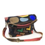 Sac à bandoulière en cuir, grand fourre-tout, patchwork, multicolore – Image 2