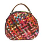 Sac à bandoulière en cuir, tissé à la main, arc-en-ciel, sacoche, multicolore – Image 5