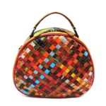 Sac à bandoulière en cuir, tissé à la main, arc-en-ciel, sacoche, multicolore – Image 4