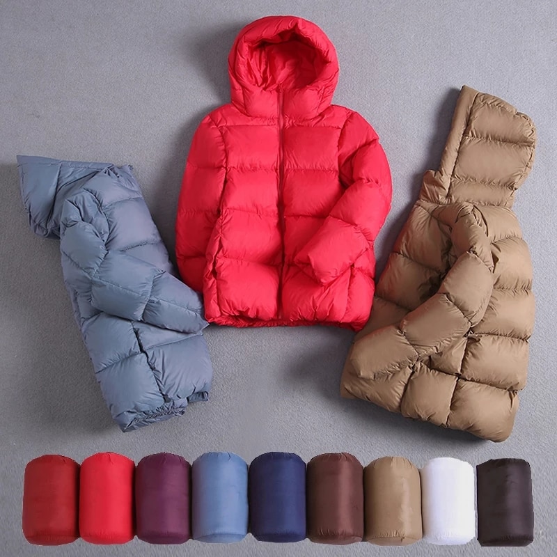 Parka en duvet de canard blanc, doudoune à capuche, hiver