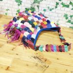 Sac à bandoulière en cuir, Patchwork, pompon, multicolore – Image 6