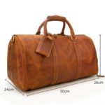 Sac de voyage en cuir, rétro, à bandoulière en cuir, fourre-tout de voyage, polochon – Image 8
