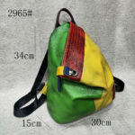 Sac à dos en cuir véritable, multicolore, grande capacité – Image 9