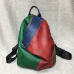 Sac à dos en cuir véritable, multicolore, grande capacité – Image 2