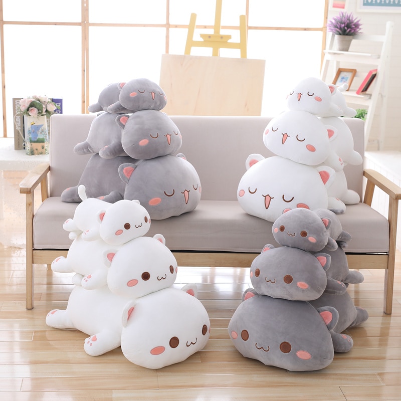 Peluche Chat couché, doux oreiller, Kawaii, de 35 à 65 cm