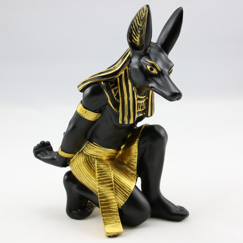 Statue Anubis, dieu égyptien en résine, support de bouteille de vin, 18 x 13 cm