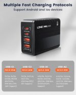 Station de charge rapide 65W, 4 Ports, pour Samsung, iPhone 12, 13, MacBook, iPad, PPS et PD – Image 4