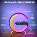 Station de charge sans fil multifonction, Smart, alarme, haut-parleur Bluetooth, veilleuse RGB, contrôle par application – Image 4