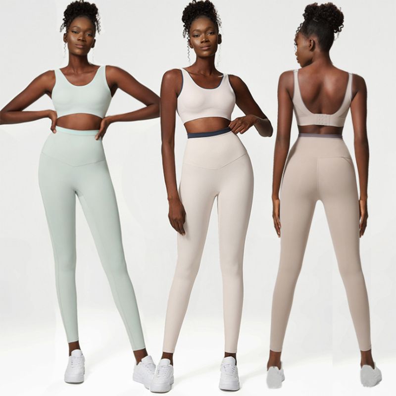 Ensemble fitness élastique et confortable en Nylon, séchage rapide, taille haute, 2 pièces