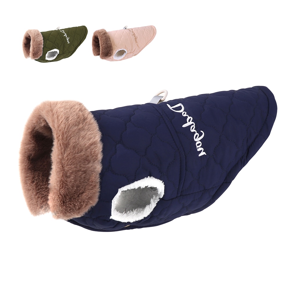 Vêtement d'hiver imperméable pour petit chien, avec col en fourrure