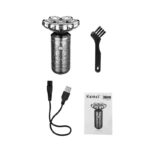 Rasoir électrique professionnel à 7 lames pour barbe et cheveux, rechargeable, coque en métal – Image 5