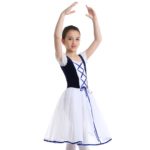 Robe de ballet Tutu pour fille, manches courtes, en dentelle, vêtement de danse – Image 6