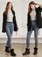 Bottines d'hiver, peau et laine de mouton naturelle, doublée de fourrure, Boots imperméable – Image 3