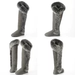 Bottes hautes d'hiver en cuir, fourrure de renard, doublure en fourrure de mouton naturelle, imperméables – Image 6