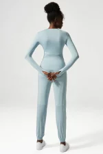Ensemble de sport confortable et respirant, à manches longues, pantalon de jogging, 2 pièces – Image 7