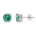 Boucles d'oreilles en diamant moissanite, argent Sterling 925 plaqué or blanc – Image 3