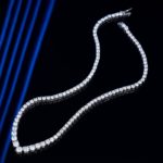 Collier en diamant moissanite, 3 à 5 mm, argent sterling 925 plaqué or blanc 18k – Image 2