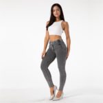 Legging en jeans pour femme, taille haute, pantalon amincissant, Salsa Push-Up, gris – Image 4