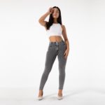 Legging en jeans pour femme, taille haute, pantalon amincissant, Salsa Push-Up, gris