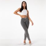 Legging en jeans pour femme, taille haute, pantalon amincissant, Salsa Push-Up, gris – Image 3