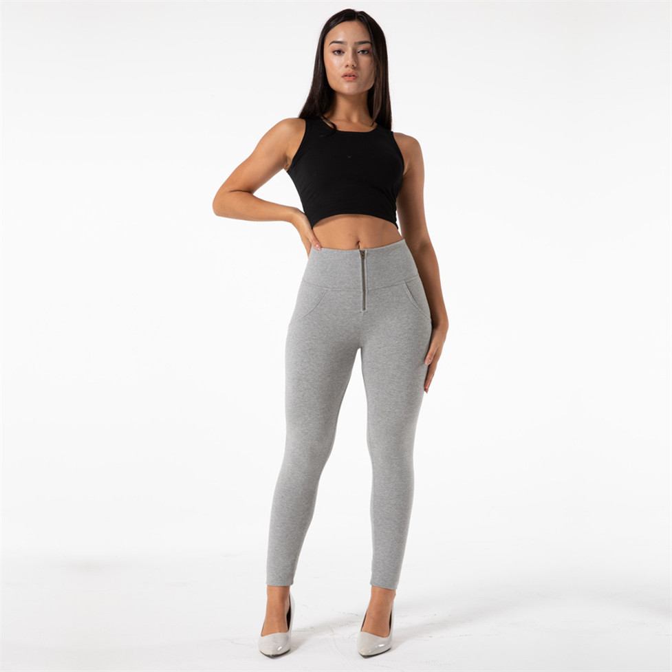 Legging extensible pour femme, taille haute, pantalon amincissant, Salsa Push-Up, gris clair