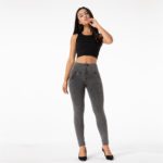 Legging jeans extensible pour femme, taille haute, pantalon amincissant, Salsa Push-Up, gris – Image 3
