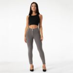 Legging extensible pour femme, taille moyenne, pantalon amincissant, Salsa Push-Up, gris vert olive
