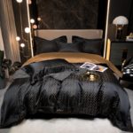 Ensemble 4 pièces en coton égyptien Satin, housse de couette, taies d’oreiller et drap, parure de lit
