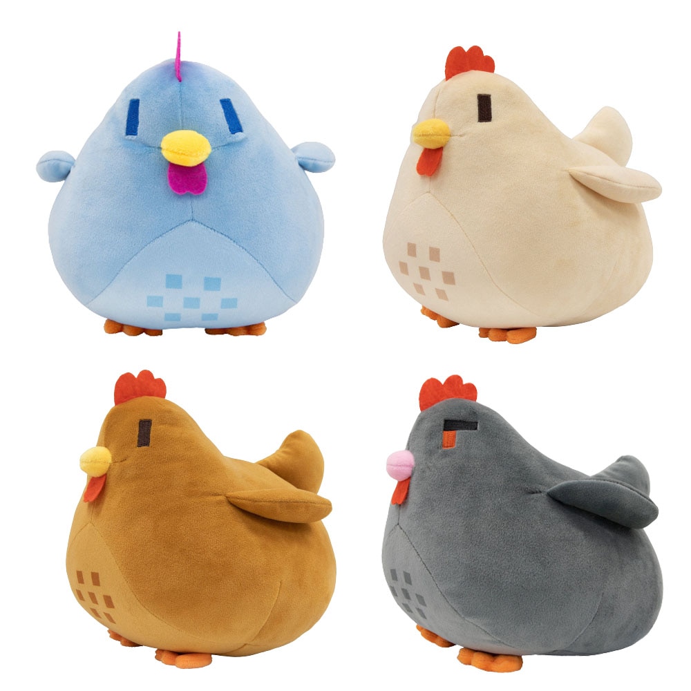 Lot de 4 peluches de poules mignonnes et douces, 20 cm