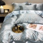 Ensemble 4 pièces en soie de mûrier, housse de couette, taies d’oreiller et drap plat, parure de lit – Image 5